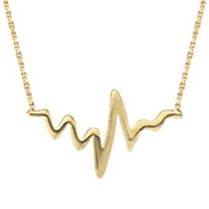 Fine Silver Yellow Gold Heartbeat Pulse Necklace